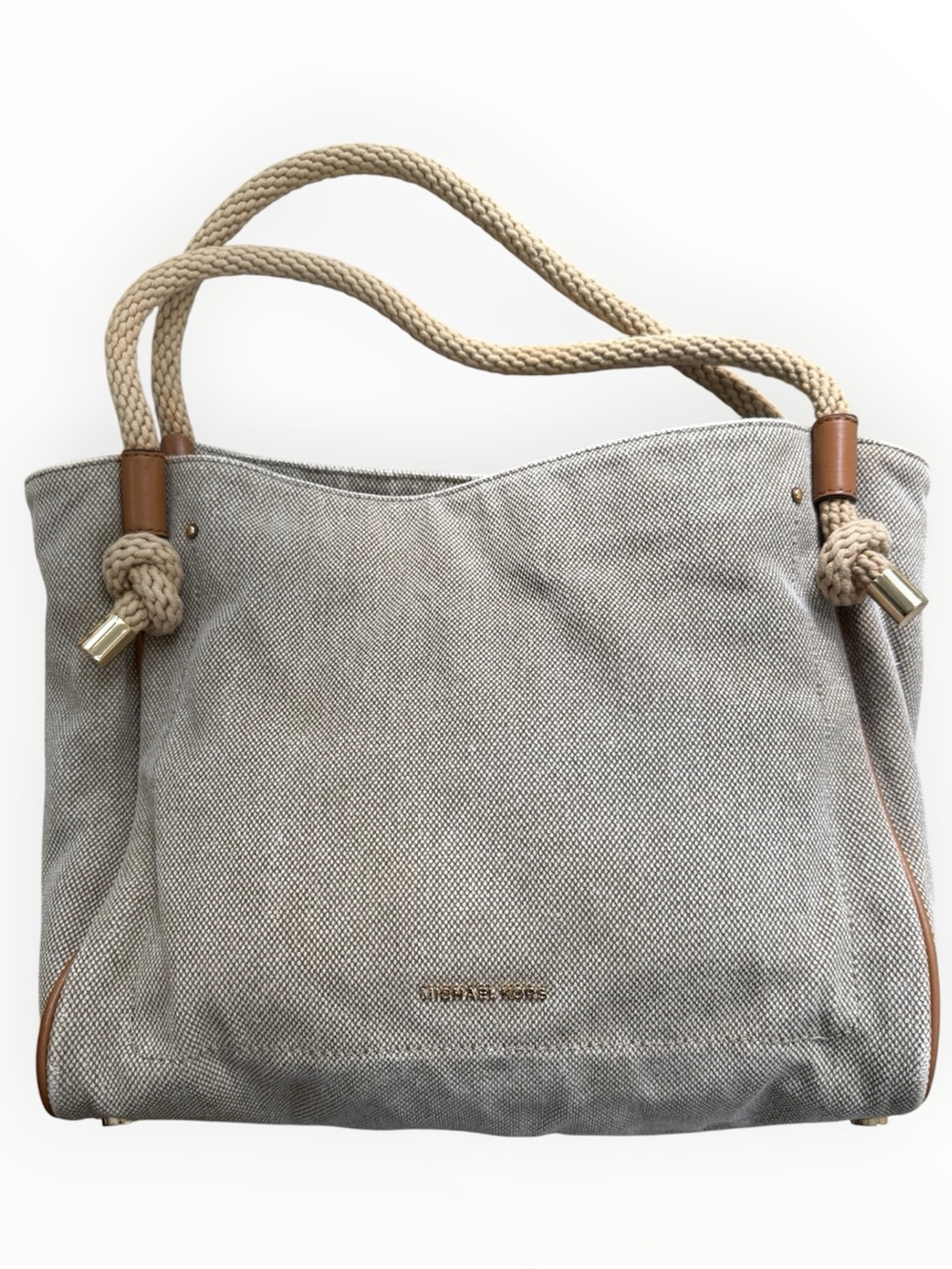 Michael Kors Isla Large Canvas Tote in natural beige